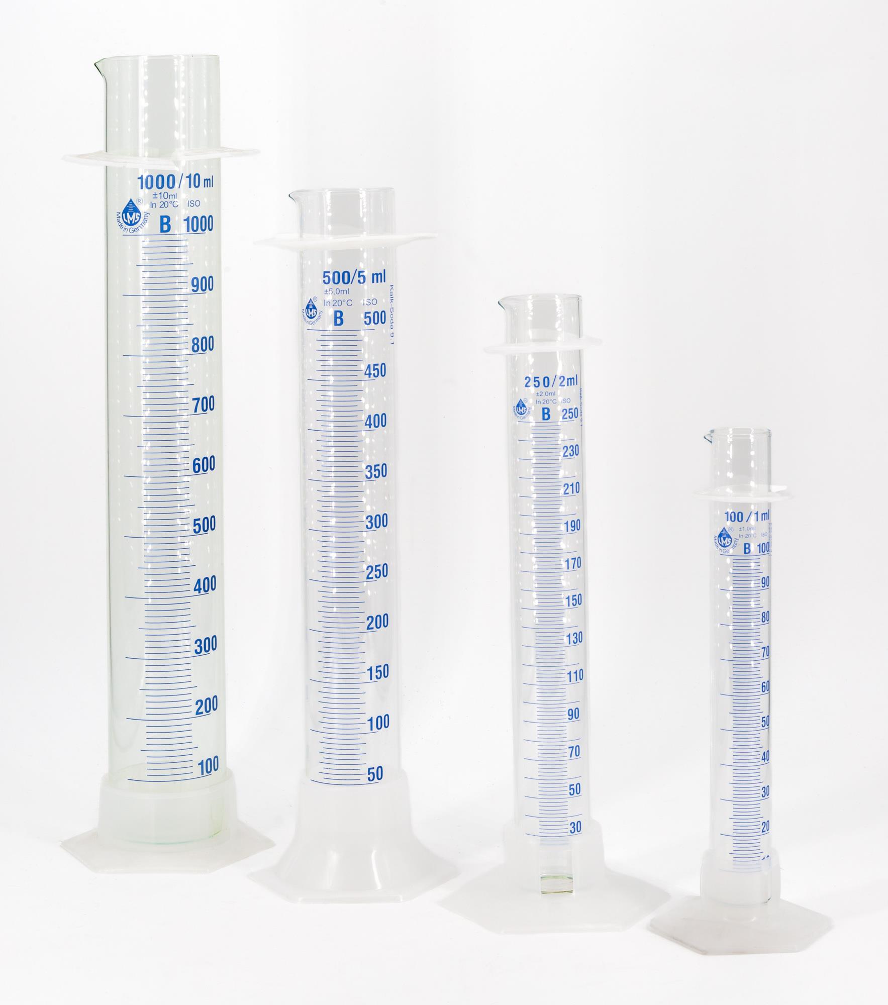 Messzylinder Glas 250 ml mit Poly-Fuß
