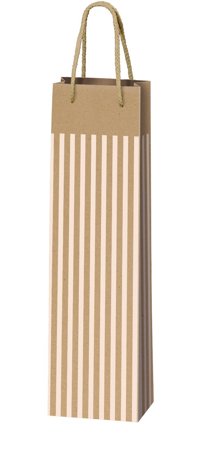 Tüte 1 Fl. Kraftpap. Streifen Natur/Weiß