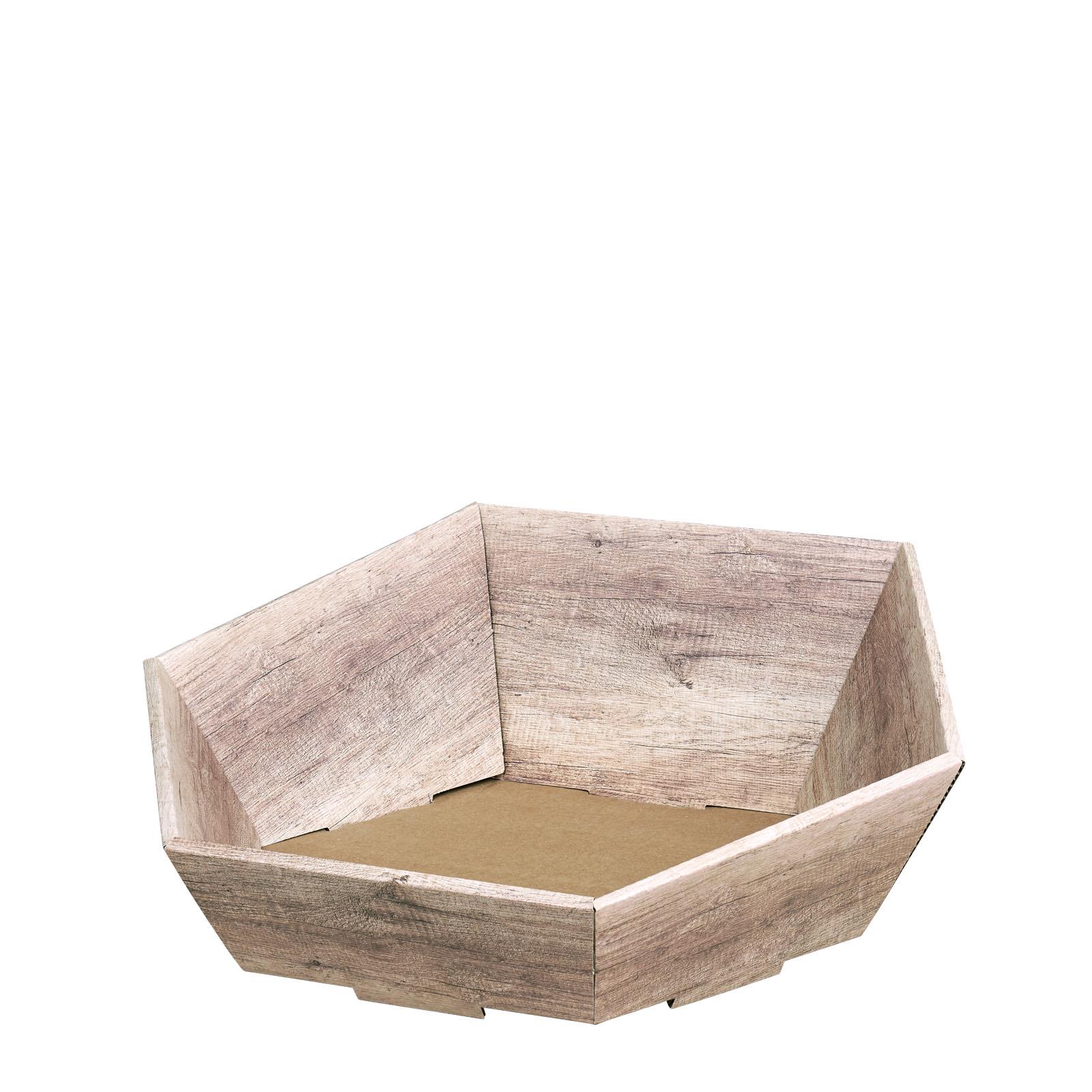Präsentkorb Wood 6-eckig Klein